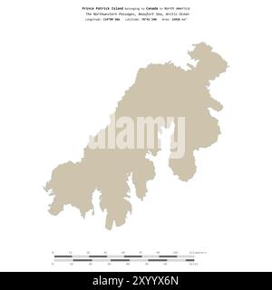 Prince Patrick Island in der Beaufort-See, die zu Kanada gehört, isoliert auf einer topografischen Karte im OSM-Standard mit Entfernungsskala Stockfoto