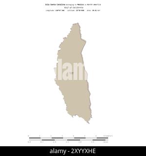 Isla Santa Catalina im Golf von Kalifornien, gehört zu Mexiko, isoliert auf einer topografischen Karte im OSM-Standard mit Entfernungsskala Stockfoto
