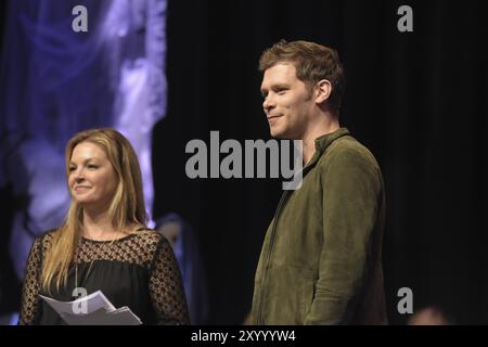 Bonn, Deutschland. Oktober 2017. Joseph Morgan (* 1981), US-amerikanischer Schauspieler, Vampire Diaries, The Originals, trat bei der Eröffnungszeremonie der FearCon auf die Bühne. Stockfoto