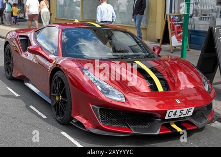 FERRARI 488 PISTA S-A 2019 in rot, italienischer Sportwagen Stockfoto
