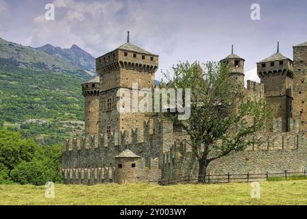 Schloss Fenis im Aostatal, Schloss Fenis Aostatal in Italien Stockfoto