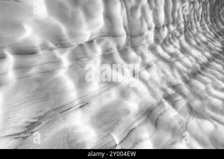 Gletscherstruktur im Darfalvaggi-Tal (Tarfaladalen), Kebnekaisefjaell, Norrbotten, Lappland, Schweden, September 2012, Europa Stockfoto