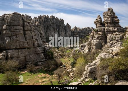 Kalksteinformationen im Naturschutzgebiet El Torcal de Antequera in Spanien Stockfoto