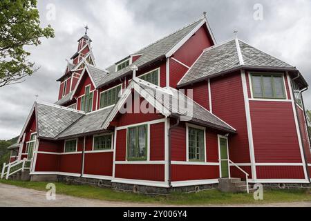 Buksnes Kirche in Gravdal auf den Lofoten Inseln, Norwegen, Europa Stockfoto