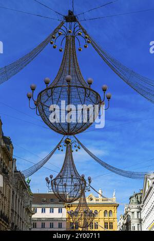 Weihnachtsbeleuchtung in der Fußgängerzone Graben, Wien, Österreich, Europa Stockfoto