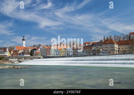 Lech-Wehr in Landsberg am Lech, Deutschland, Europa Stockfoto