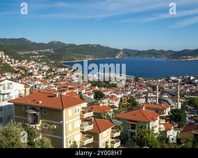 Kas, Türkei: Panorama des Stadtzentrums Stockfoto
