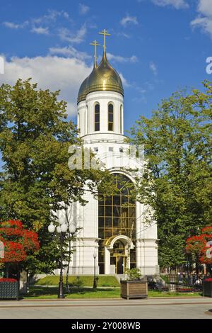 Kapelle zu Ehren der russischen Prinzen Peter und Fevronia auf dem Siegesplatz. Kaliningrad (bis 1946 Königsberg), Russland, Europa Stockfoto