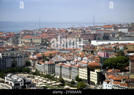 Lissabon Stadtbild in der Vogelperspektive Stockfoto