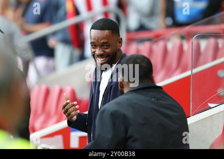 London, Großbritannien. 31. August 2024. London, 31. August 2024: Ivan Toney lächelt während des Premier League-Spiels zwischen Brentford und Southampton im GTECH Community Stadium am 31. August 2024 in London. (Pedro Soares/SPP) Credit: SPP Sport Press Photo. /Alamy Live News Stockfoto