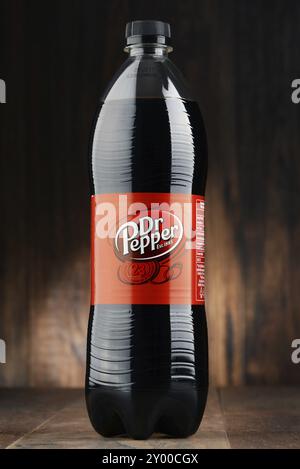 Dr. Pepper ist ein kohlensäurehaltiges Erfrischungsgetränk, das in den 1880er Jahren von Charles Alderton in Waco, Texas, USA, Nordamerika, hergestellt wurde Stockfoto