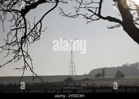 Windkraftanlage in der Nähe von Silixen Stockfoto