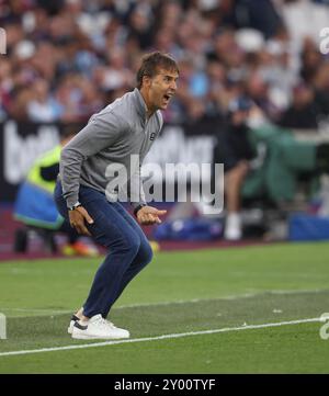 London, Großbritannien. 31. August 2024. Julien Lopetegui (West Ham Manager) beim Spiel West Ham United gegen Manchester City EPL am 31. August 2024 im London Stadium, London, UK. Quelle: Paul Marriott/Alamy Live News Stockfoto