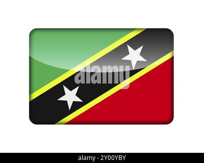 Die St. Kitts- und Nevis-Flagge in Form einer Hochglanz-Ikone Stockfoto