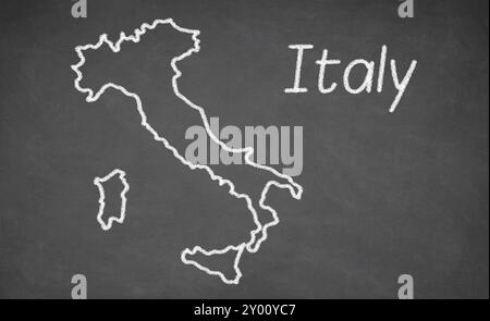 Italien Karte auf Tafel gezeichnet. Kreide und Tafel Stockfoto