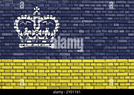 Flagge von Regina gemalt auf Ziegelwand Stockfoto