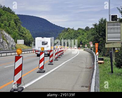 Nervige Autobahnbaustelle Stockfoto