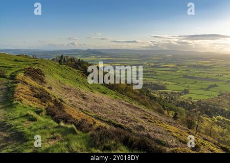 Blick vom Wrekin, in der Nähe von Telford, Shropshire, England, Großbritannien, Blick nach Süden in Richtung Eyton Stockfoto