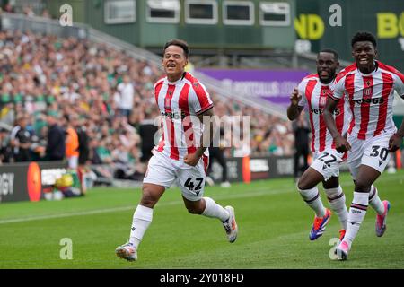 Home Park, Plymouth, Großbritannien. 31. August 2024. EFL Championship Football, Plymouth Argyle versus Stoke City; Credit: Action Plus Sports/Alamy Live News Stockfoto