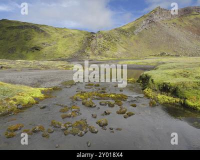 Die Eldgja-Feuerspalte im Süden Islands Stockfoto