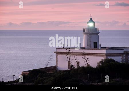 Leuchtturm von Cap Blanc, erbaut 1862, Llucmajor, Mallorca, balearen, spanien Stockfoto