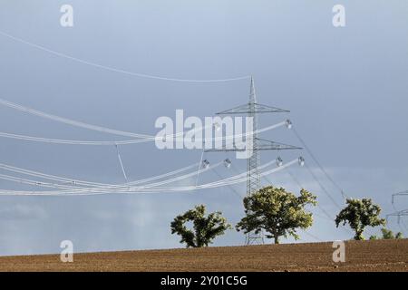 Hochspannungs-Leitungen Stockfoto