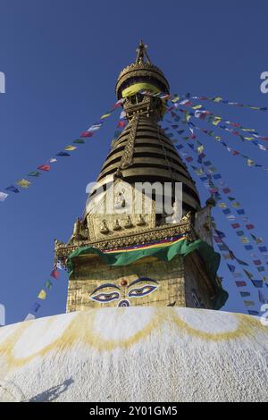 Kathmandu, Nepal, 20. Oktober 2014: Foto der Stupa im buddhistischen Tempel Swayambunath, Asien Stockfoto