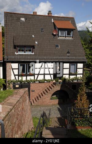 Haus in der Altstadt von Dilsberg, oberhalb des Neckars und in der Nähe von Heidelberg, Deutschland, Europa Stockfoto