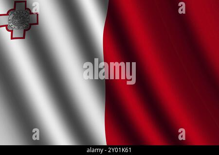 Die maltesische Flagge fliegt im Wind Stockfoto