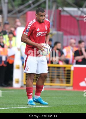 The City Ground, Nottingham, Großbritannien. 31. August 2024. Premier League Football, Nottingham Forest gegen Wolverhampton Wanderers; Murillo of Nottingham Forest Credit: Action Plus Sports/Alamy Live News Stockfoto