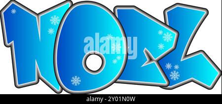 Noel - Merry Christmas - Graffiti-Stil Cool Schriftart, komplett editierbar. Farbe: Hellblau Stock Vektor