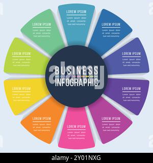 Infografik-Design von Circle Infografik für 10 Schritte, Objekte, Elemente oder Optionen Infografik-Geschäftsvorlage Stock Vektor