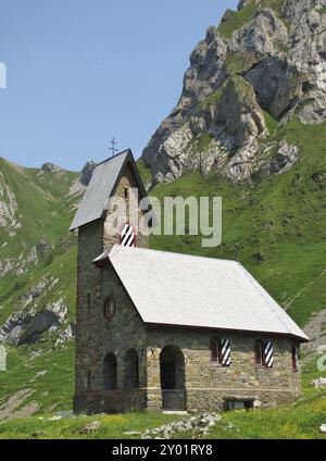 Kleine Kapelle in den Bergen von Appenzell, Schweiz, Europa Stockfoto