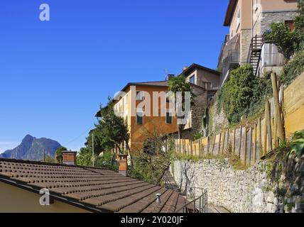 Gandria kleines Fischerdorf am Luganersee, Schweiz, Gandria kleines Dorf am Luganersee, Schweiz, Europa Stockfoto