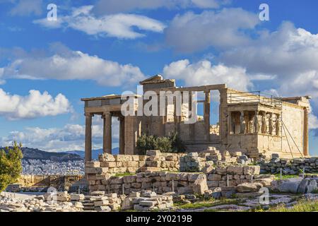 Berühmtes Erechtheum oder Tempel der Athena Polias an der akropolis Stockfoto