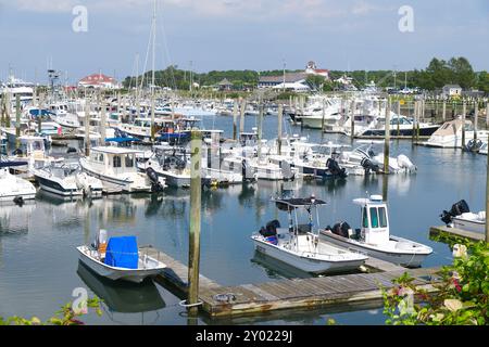 Sandwich Marina, voller Boote auf Cape Cod, USA Stockfoto