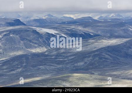 Blick vom Berg Storstyggesvanatinden über den Nationalpark Dovrefjell-Sunndalsfjella, Oppland Fylke, Norwegen, September 2011, Europa Stockfoto