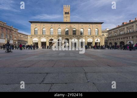 Palazzo del Podesta auf der Piazza Maggiore, in der Altstadt von Bologna, Italien, Europa Stockfoto