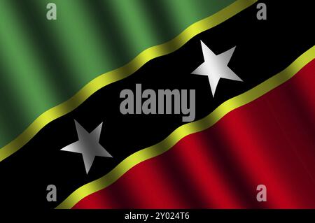 Die Flagge von St. Kitts und Nevis, die im Wind weht Stockfoto