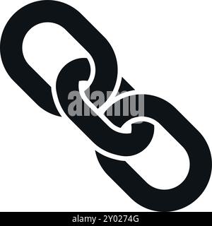 Schwarzes Symbol für verknüpfte Kette. Symbol für Verbindungsstärke Stock Vektor