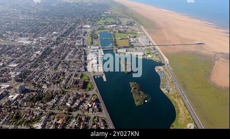 Aus der Vogelperspektive von Southport, Lancashire aus dem Norden mit Blick nach Süden Stockfoto