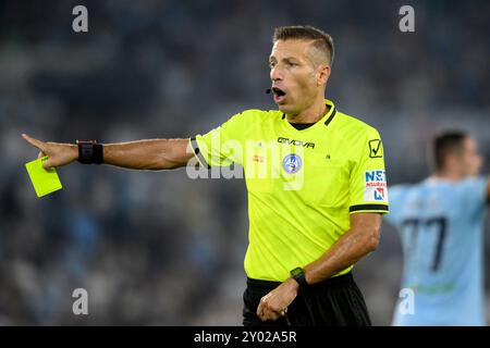 Rom, Italien. 31. August 2024. Schiedsrichter Davide Massa während des Fußballspiels der Serie A zwischen SS Lazio und AC Milan im Olimpico-Stadion in Rom (Italien), 31. August 2024. Quelle: Insidefoto di andrea staccioli/Alamy Live News Stockfoto