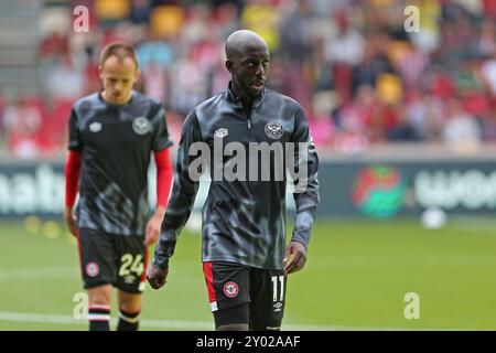 London, Großbritannien. 31. August 2024. London, 31. August 2024: Yoane Wissa aus Brentford während des Premier League-Spiels zwischen Brentford und Southampton im GTECH Community Stadium am 31. August 2024 in London. (Pedro Soares/SPP) Credit: SPP Sport Press Photo. /Alamy Live News Stockfoto