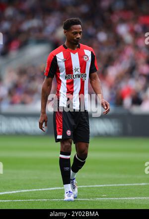 31. August 2024; Gtech Community Stadium, Brentford, London, England; Premier League Football, Brentford gegen Southampton; Ethan Pinnock aus Brentford Stockfoto