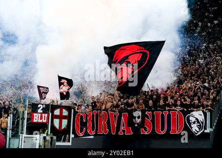 Rom, Italien. 31. August 2024. Unterhalter des AC Mailand während des Serie A Enilive Spiels zwischen SS Lazio und AC Mailand im Stadio Olimpico am 31. August 2024 in Rom. Quelle: Giuseppe Maffia/Alamy Live News Stockfoto