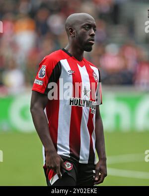 London, Großbritannien. 31. August 2024. London, 31. August 2024: Yoane Wissa aus Brentford während des Premier League-Spiels zwischen Brentford und Southampton im GTECH Community Stadium am 31. August 2024 in London. (Pedro Soares/SPP) Credit: SPP Sport Press Photo. /Alamy Live News Stockfoto