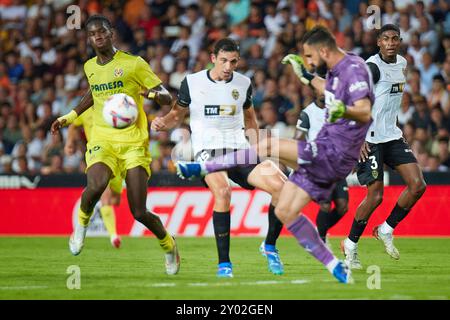 Valencia, Spanien. 31. August 2024. VALENCIA, SPANIEN - AUGUST 31: XXXXXX während des LaLiga EA Sports Matches zwischen Valencia CF und Villarreal CF im Mestalla Stadium am 31. August 2024 in Valencia, Spanien. (Foto von Jose Torres/Photo Players Images/Magara Press) Credit: Magara Press SL/Alamy Live News Stockfoto