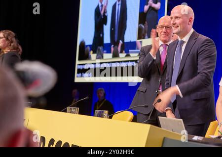 Edinburgh, Vereinigtes Königreich, 31. August 2024. Stephen Flynn, Vorsitzender der SNP bei Westminster, hält die Keynote-Rede vor einem voll bepackten Auditorium auf der Parteikonferenz 2024 am Samstag. Quelle: Brian Wilson/Alamy Live News Stockfoto