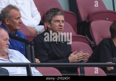 London, Großbritannien. 31. August 2024. Noel Gallagher beim Spiel West Ham United gegen Manchester City EPL im London Stadium, London, UK am 31. August 2024. Quelle: Paul Marriott/Alamy Live News Stockfoto