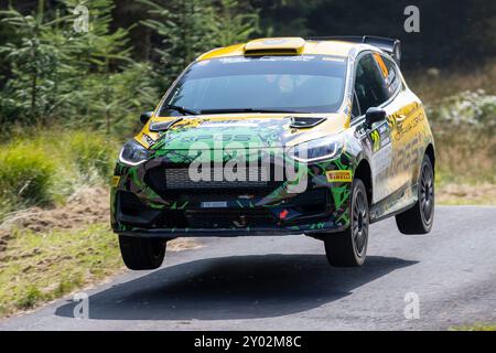 Aberystwyth, Dyfed, Großbritannien. 31. August 2024. 2024 FIA Rallyemeisterschaft Tag 2; Fahrer Igor Widlak und Beifahrer Michal Marczewski in ihrer Ford Fiesta Rally3 durch Nant Y Moch Stufe 5. Credit: Action Plus Sports/Alamy Live News Stockfoto